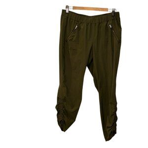 athleta army olive green cropped cinch legs cargo athleisure pants 12 excellent